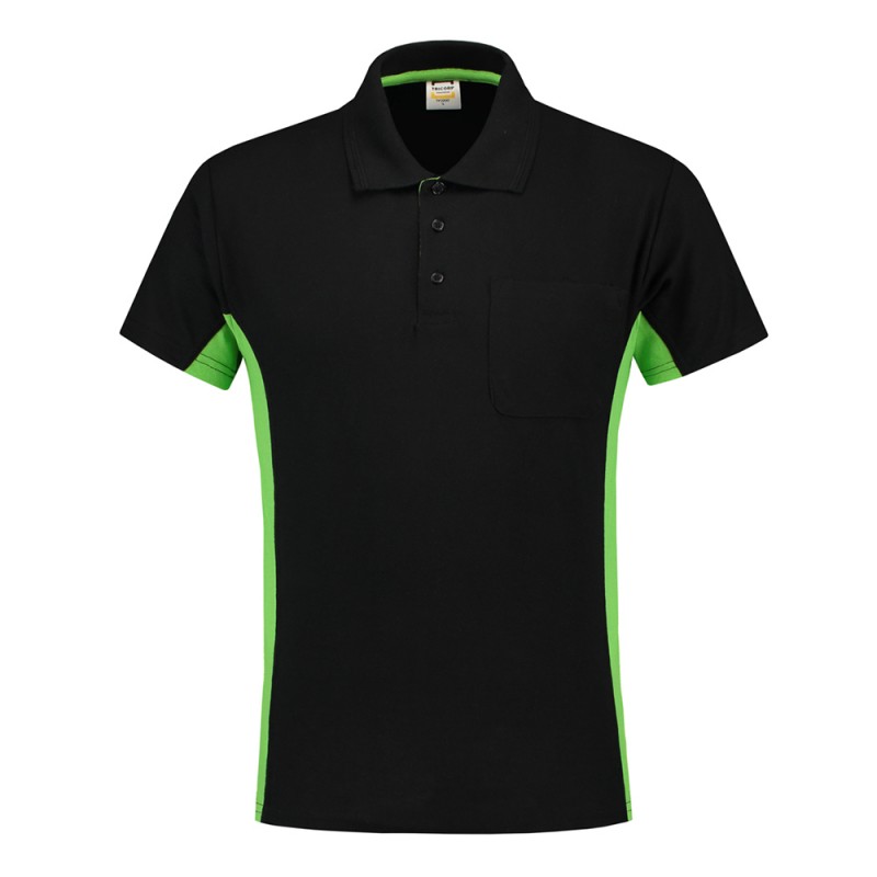 TRICORP 202002/TP2000 Poloshirt Bicolor Borstzak black-lime