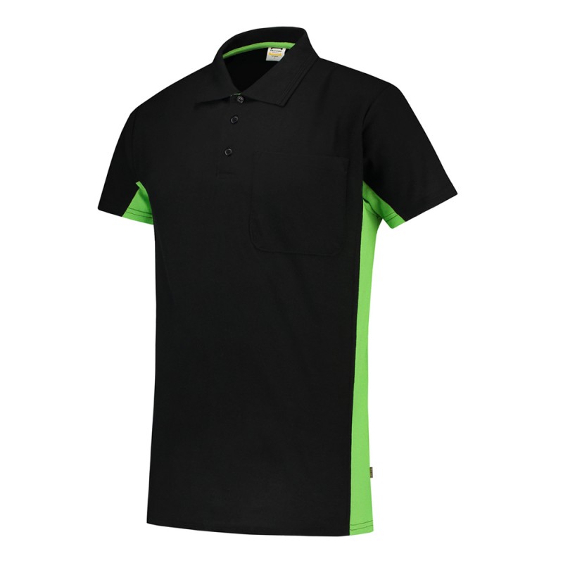 TRICORP 202002/TP2000 Poloshirt Bicolor Borstzak black-lime