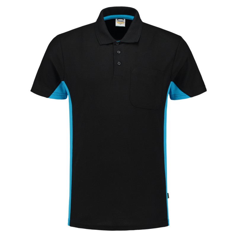 TRICORP 202002/TP2000 Poloshirt Bicolor Borstzak black-turquoise