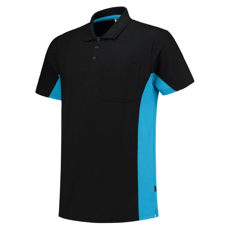 TRICORP 202002/TP2000 Poloshirt Bicolor Borstzak black-turquoise