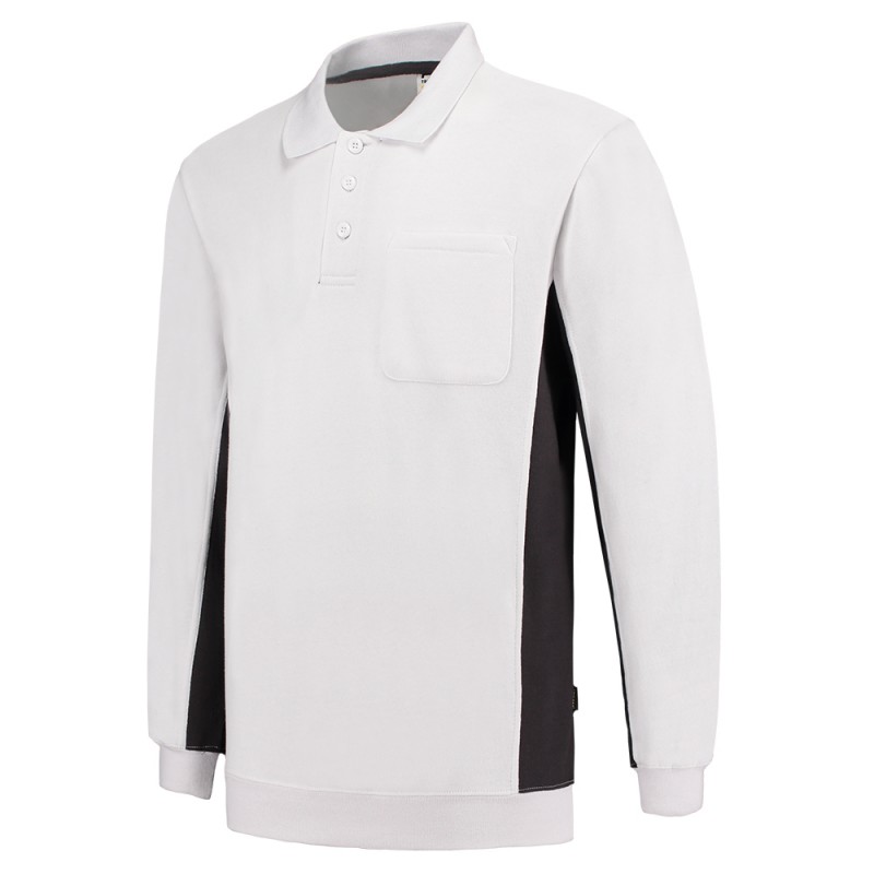 TRICORP 302001/TS2000 Polosweater Bicolor Borstzak white-darkgrey