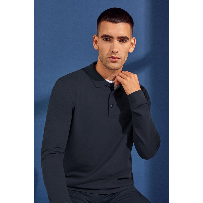 Long-sleeved polo shirt | stretch   